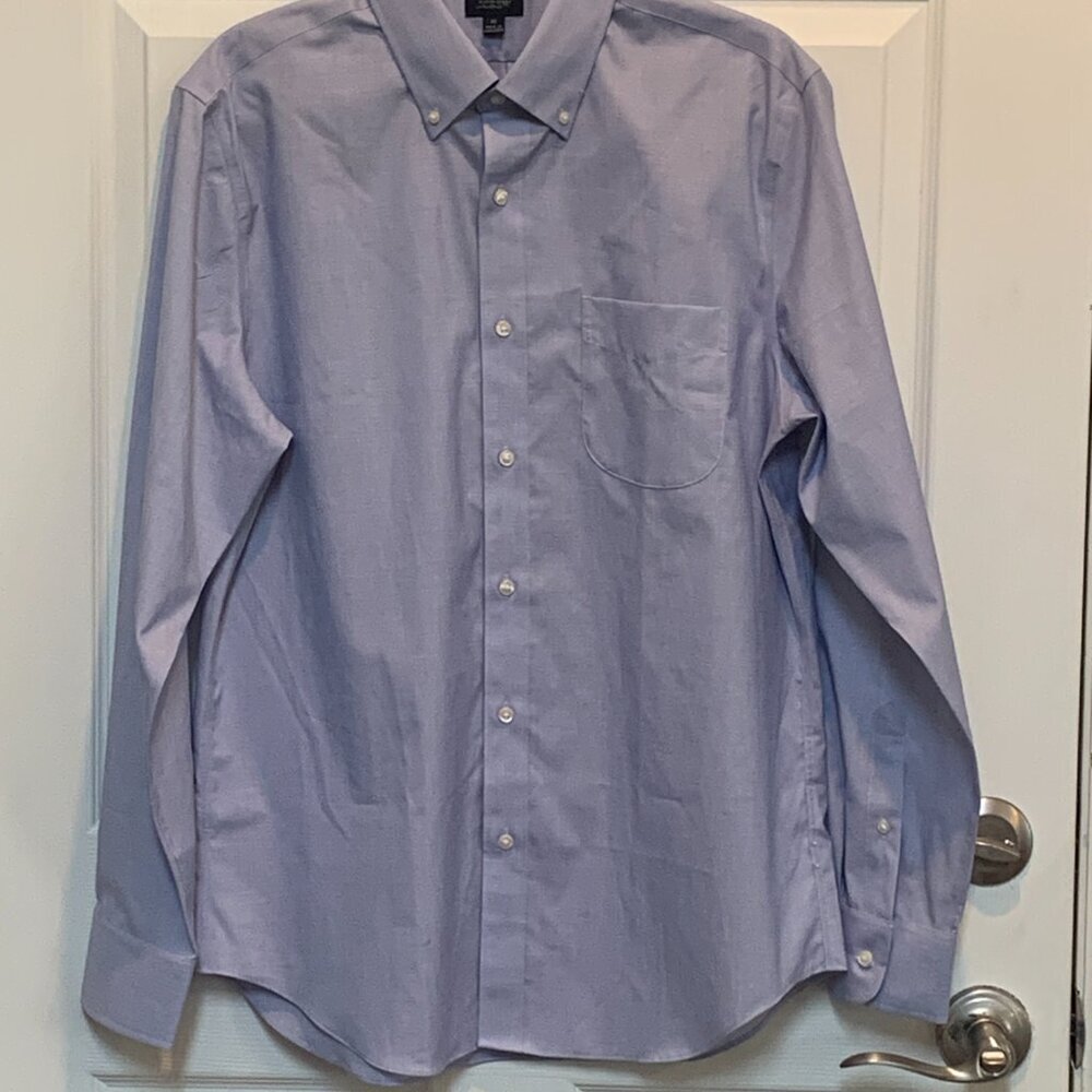 J Crew Men's Classic Blue Oxford Shirt Button Brown Collar Sz M- NWT #602 - Picture 4 of 7